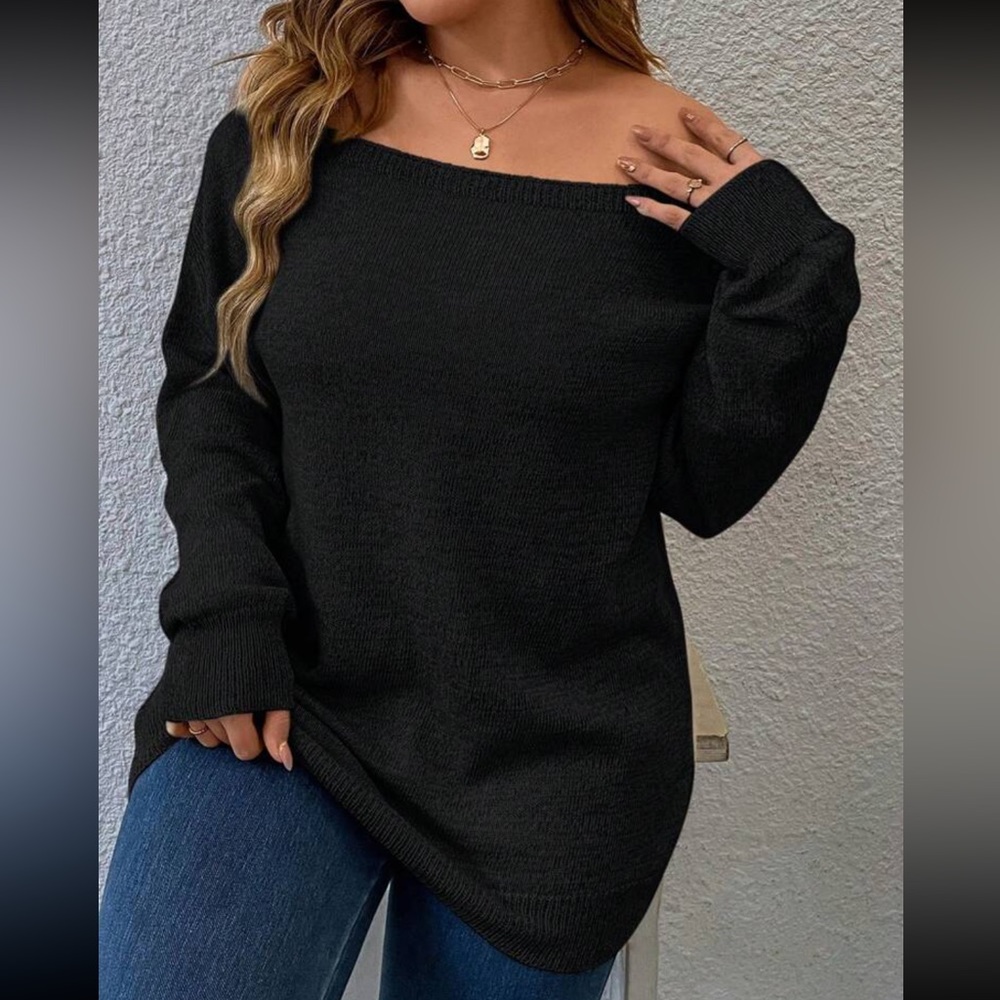 Plus size off shoulder sweater top